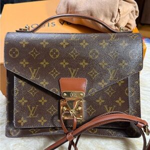 Louis Vuitton Monceau 2way handbag Crossbag Monogram w/ Box & Duster